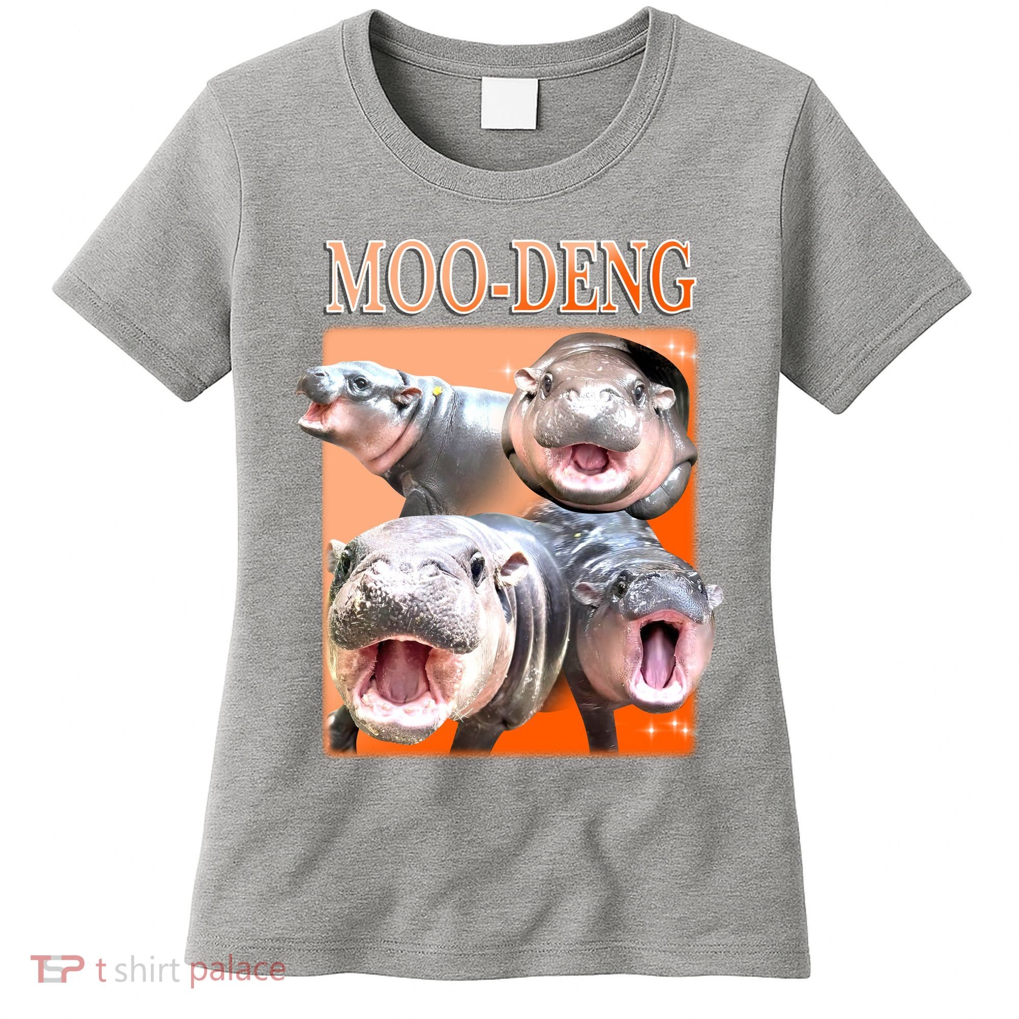 Orange Moo Deng Meme Hippo Women's T-Shirt