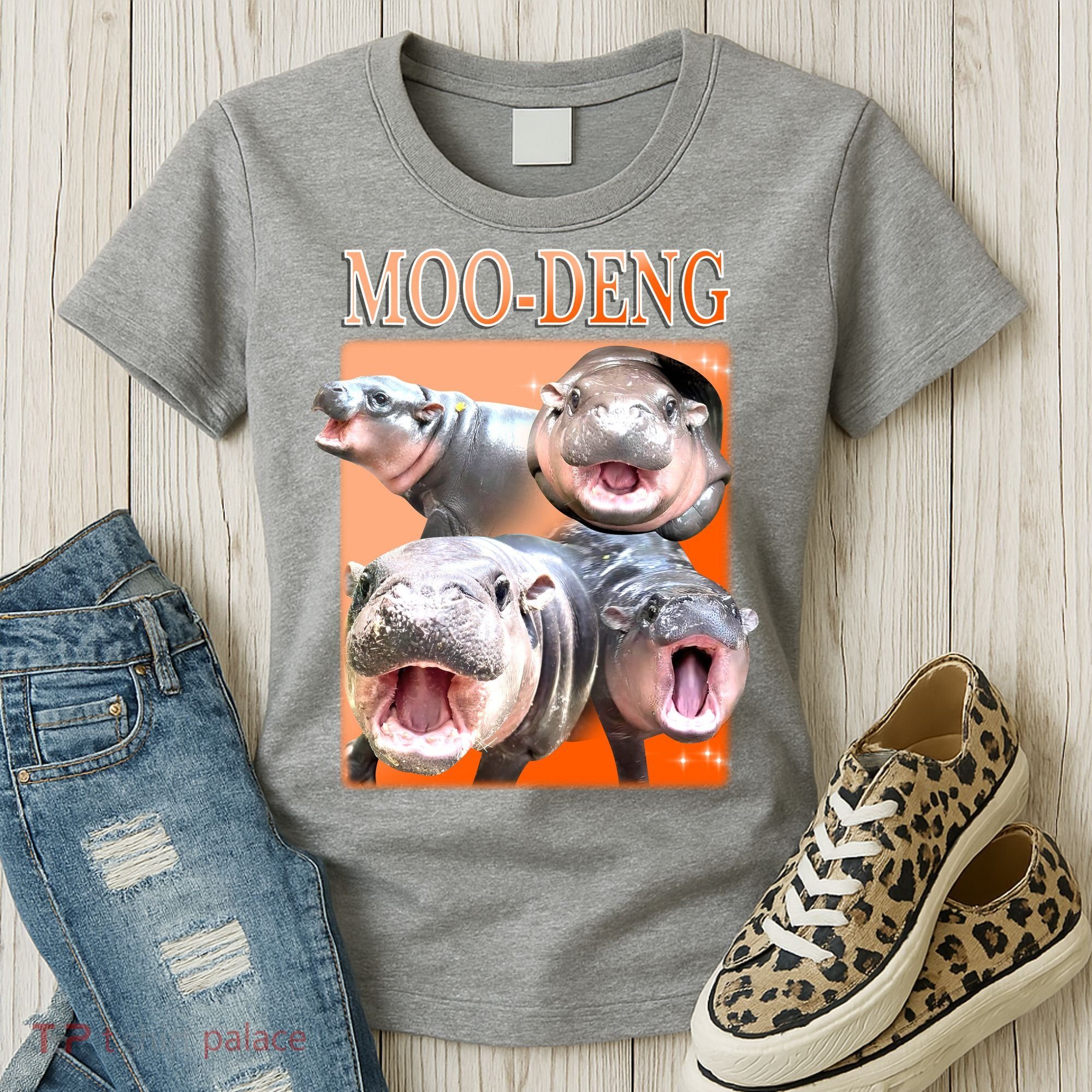Orange Moo Deng Meme Hippo Women's T-Shirt