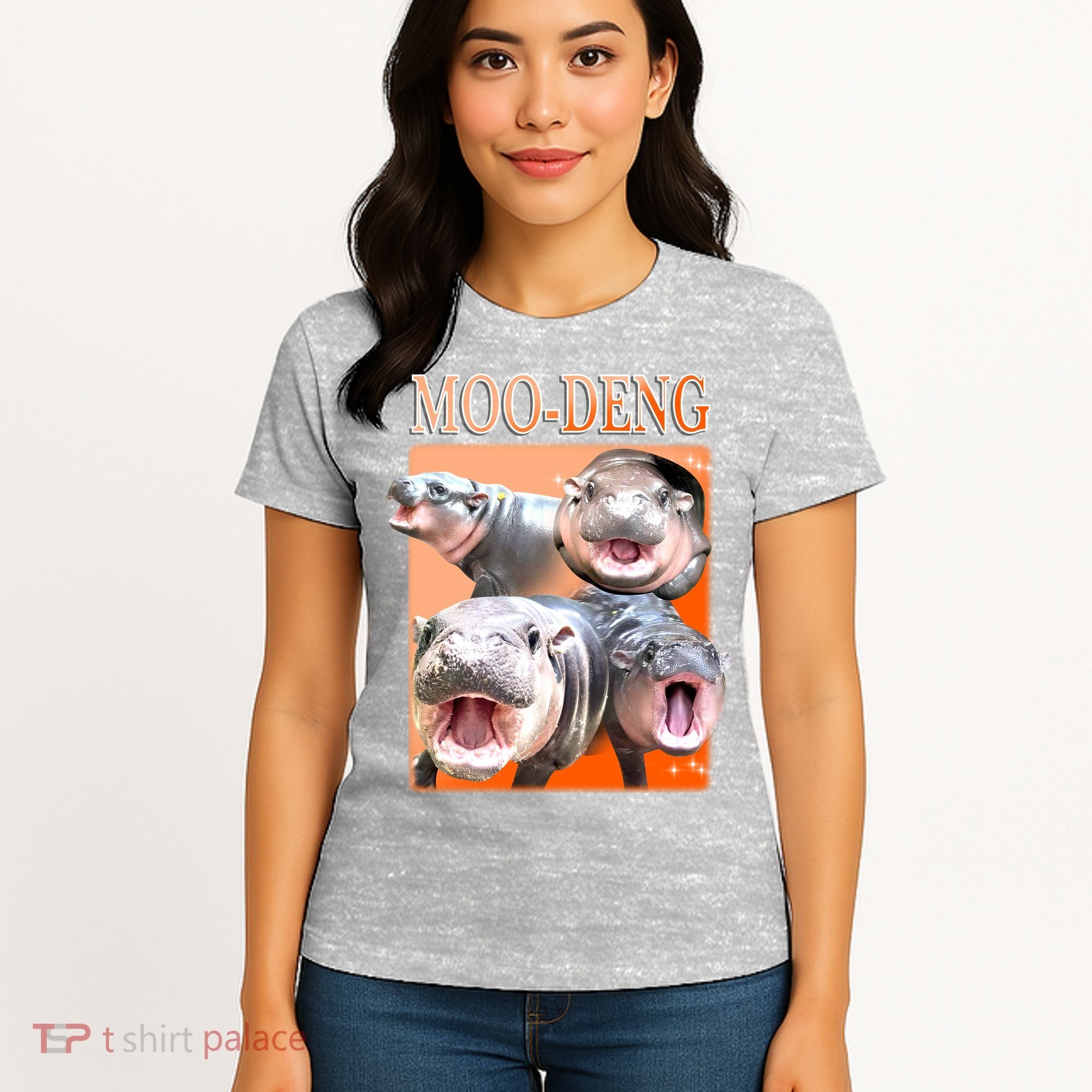 Orange Moo Deng Meme Hippo Women's T-Shirt