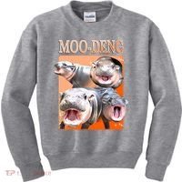 Orange Moo Deng Meme Hippo Kids Sweatshirt thumb 0