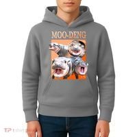 Orange Moo Deng Meme Hippo Kids Hoodie thumb 4