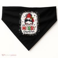 One Merry Dispatcher Messy Bun Christmas Dispatch USA-Made Doggie Bandana thumb 0