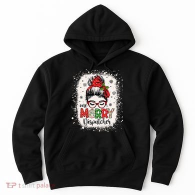 One Merry Dispatcher Messy Bun Christmas Dispatch Hoodie