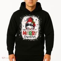 One Merry Dispatcher Messy Bun Christmas Dispatch Hoodie thumb 2