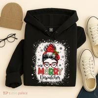 One Merry Dispatcher Messy Bun Christmas Dispatch Hoodie thumb 4