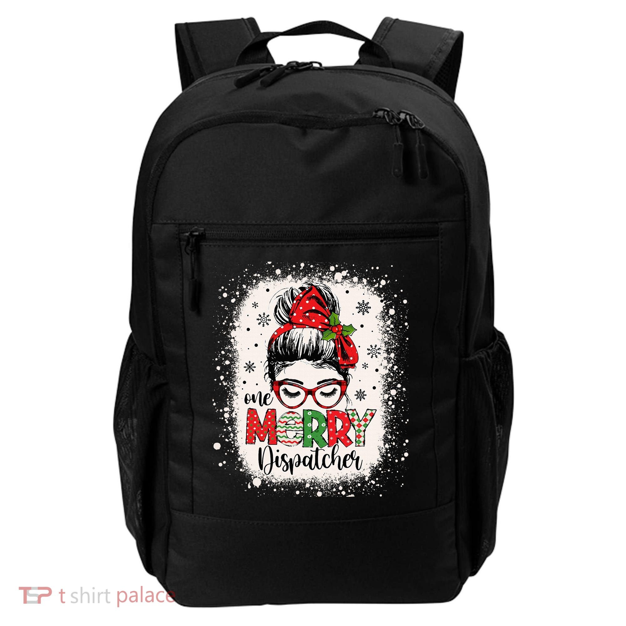 One Merry Dispatcher Messy Bun Christmas Dispatch Backpack