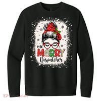 One Merry Dispatcher Messy Bun Christmas Dispatch V.I.T. Fleece Crew Sweatshirt thumb 0
