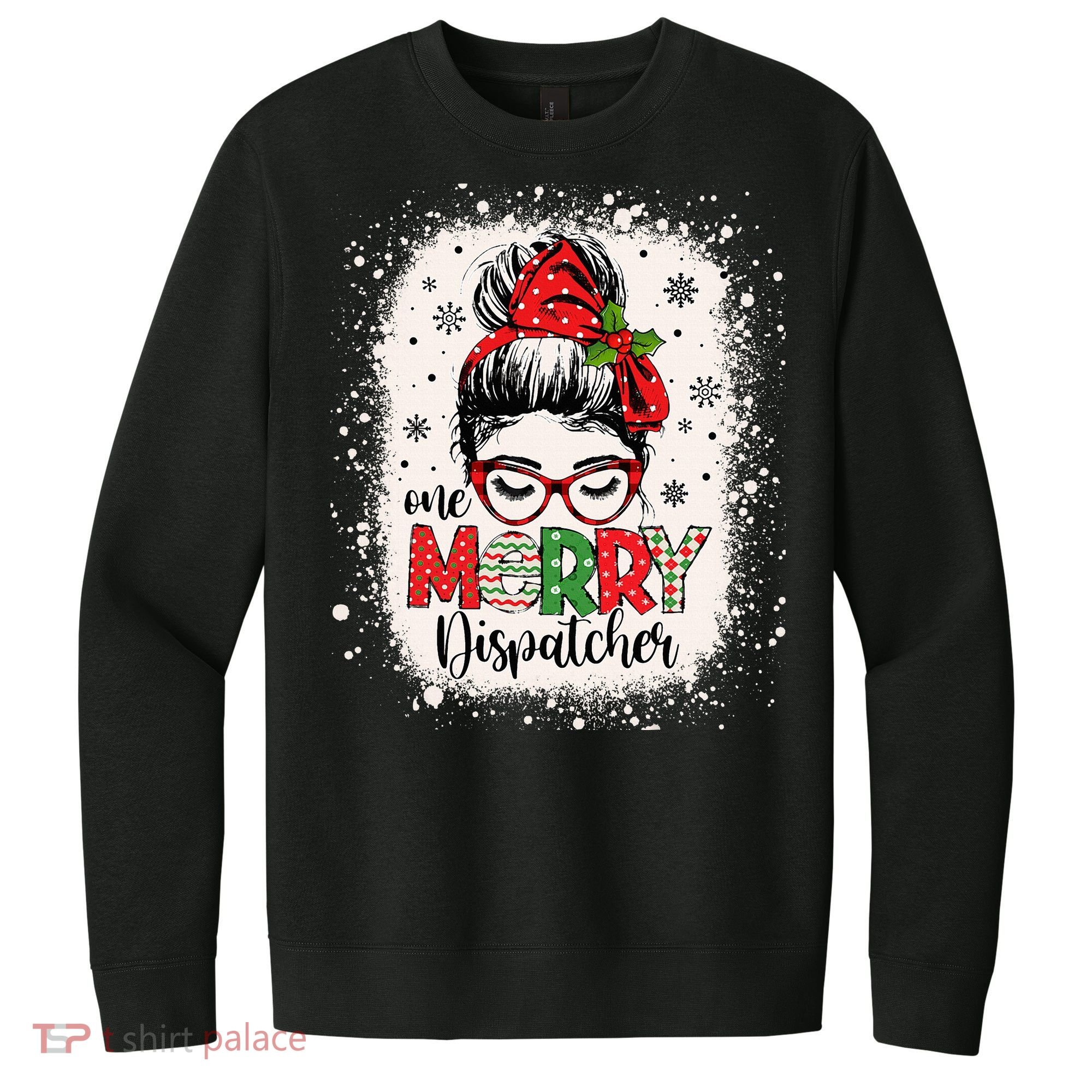One Merry Dispatcher Messy Bun Christmas Dispatch V.I.T. Fleece Crew Sweatshirt