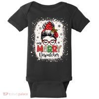 One Merry Dispatcher Messy Bun Christmas Dispatch Baby Bodysuit thumb 0