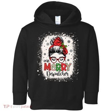One Merry Dispatcher Messy Bun Christmas Dispatch Toddler Hoodie