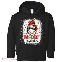 One Merry Dispatcher Messy Bun Christmas Dispatch Toddler Hoodie thumb 0