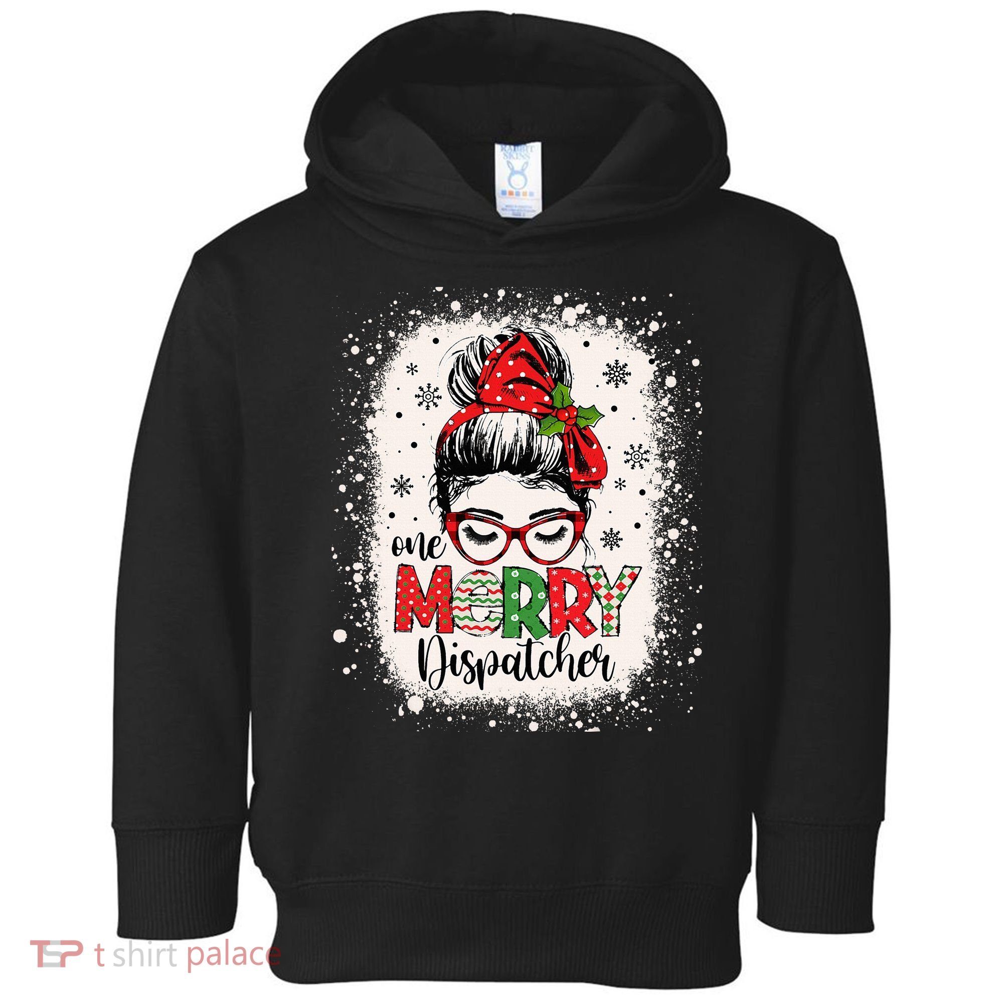 One Merry Dispatcher Messy Bun Christmas Dispatch Toddler Hoodie