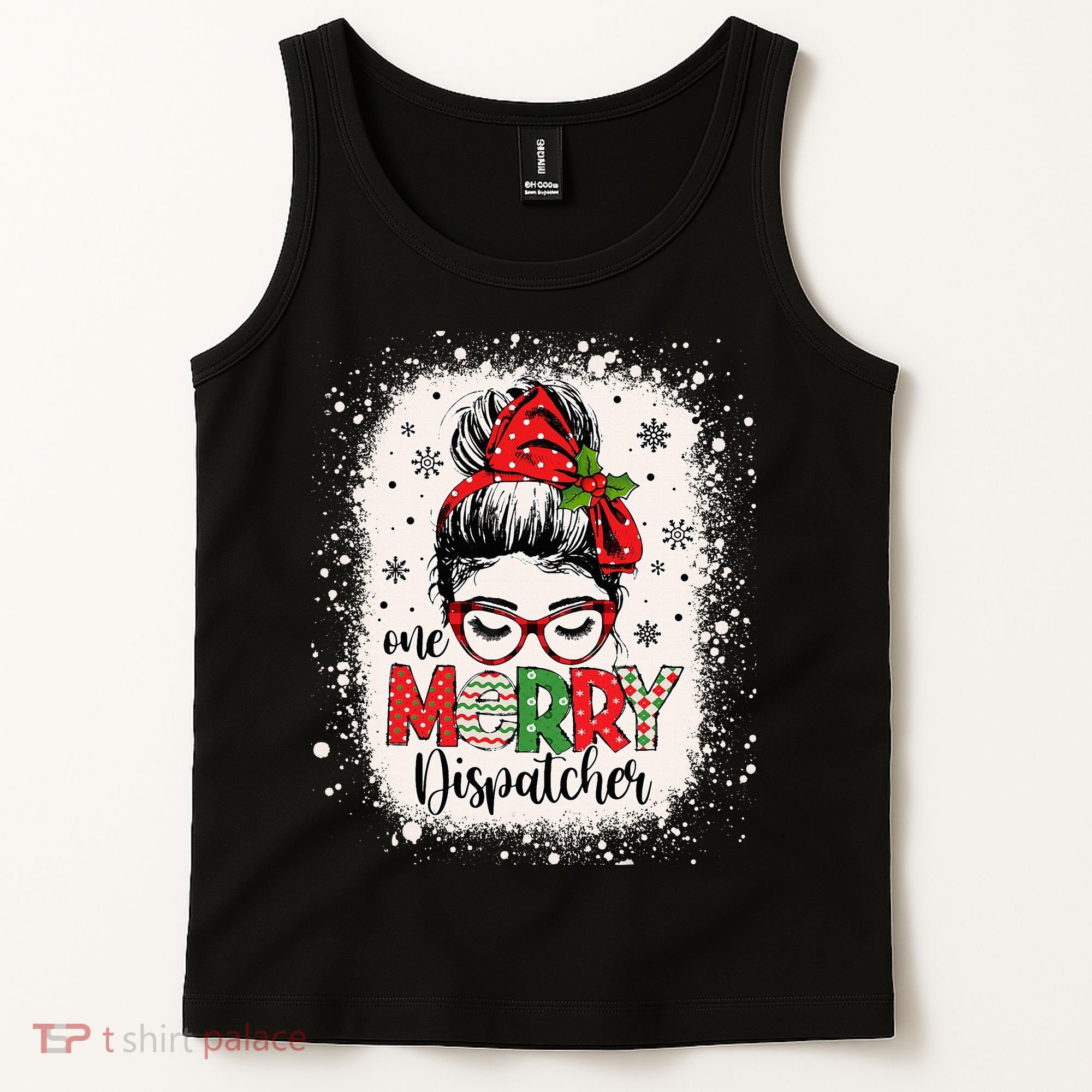 One Merry Dispatcher Messy Bun Christmas Dispatch Tank Top