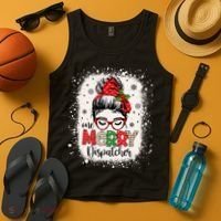 One Merry Dispatcher Messy Bun Christmas Dispatch Tank Top thumb 4