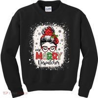 One Merry Dispatcher Messy Bun Christmas Dispatch Kids Sweatshirt thumb 0