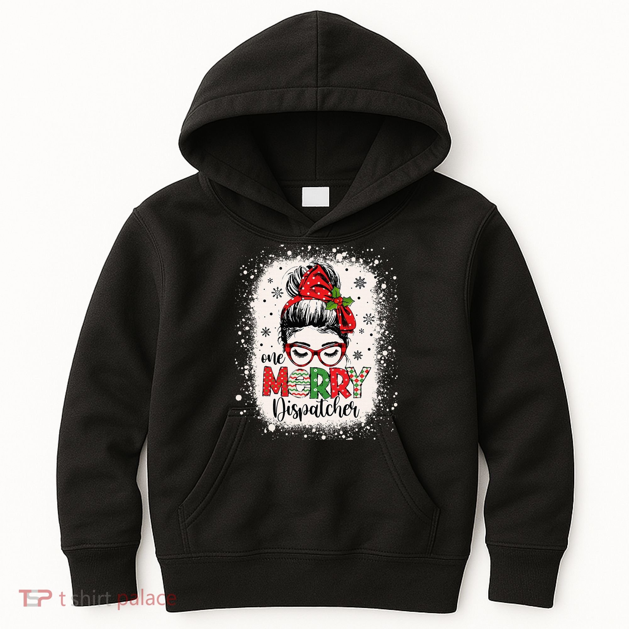 One Merry Dispatcher Messy Bun Christmas Dispatch Kids Hoodie
