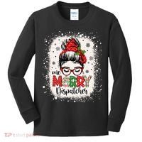 One Merry Dispatcher Messy Bun Christmas Dispatch Kids Long Sleeve Shirt thumb 0