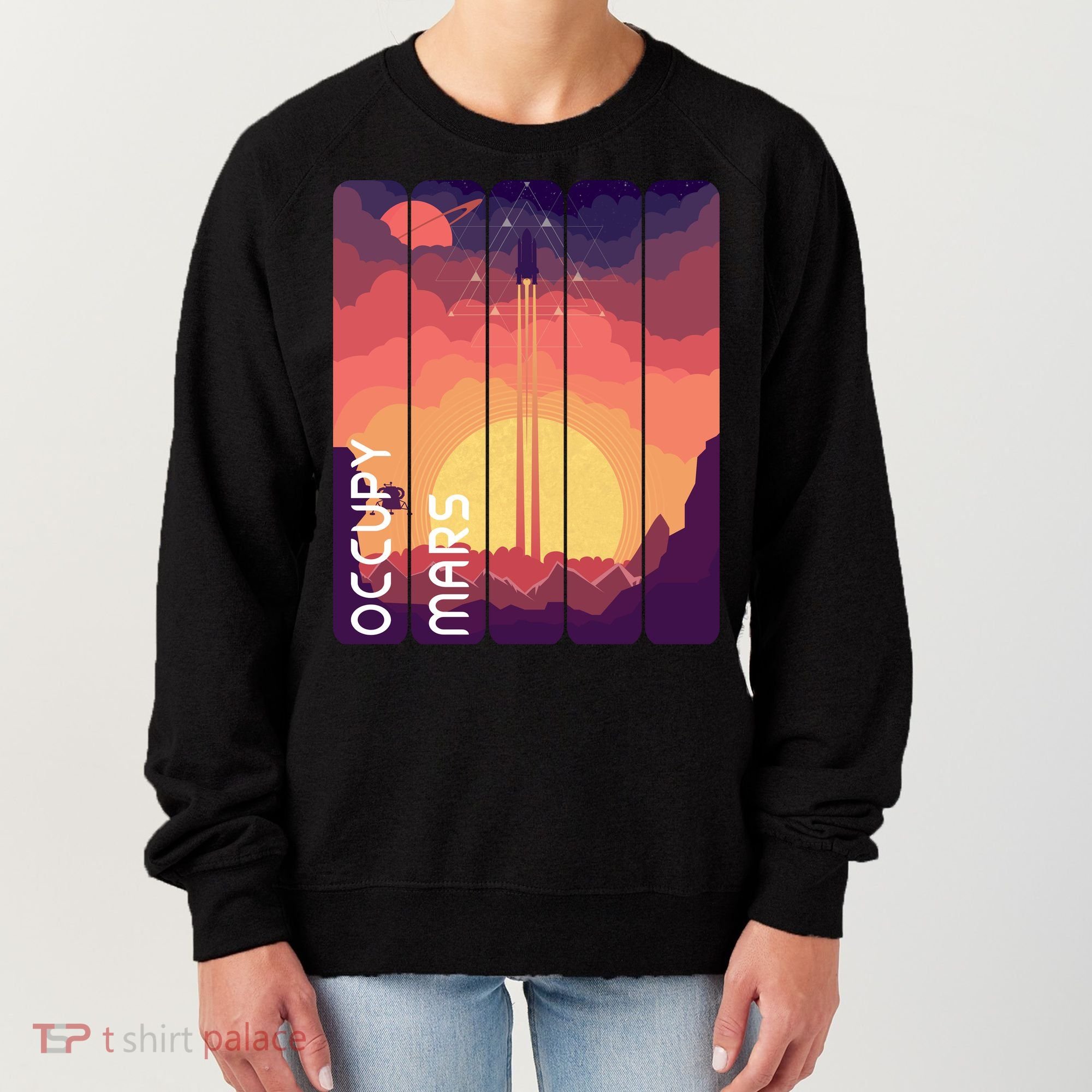 Occupy Mars Elon Musk Spacex Space Landscape Astronaut Planets Stars Women's Sweatshirt
