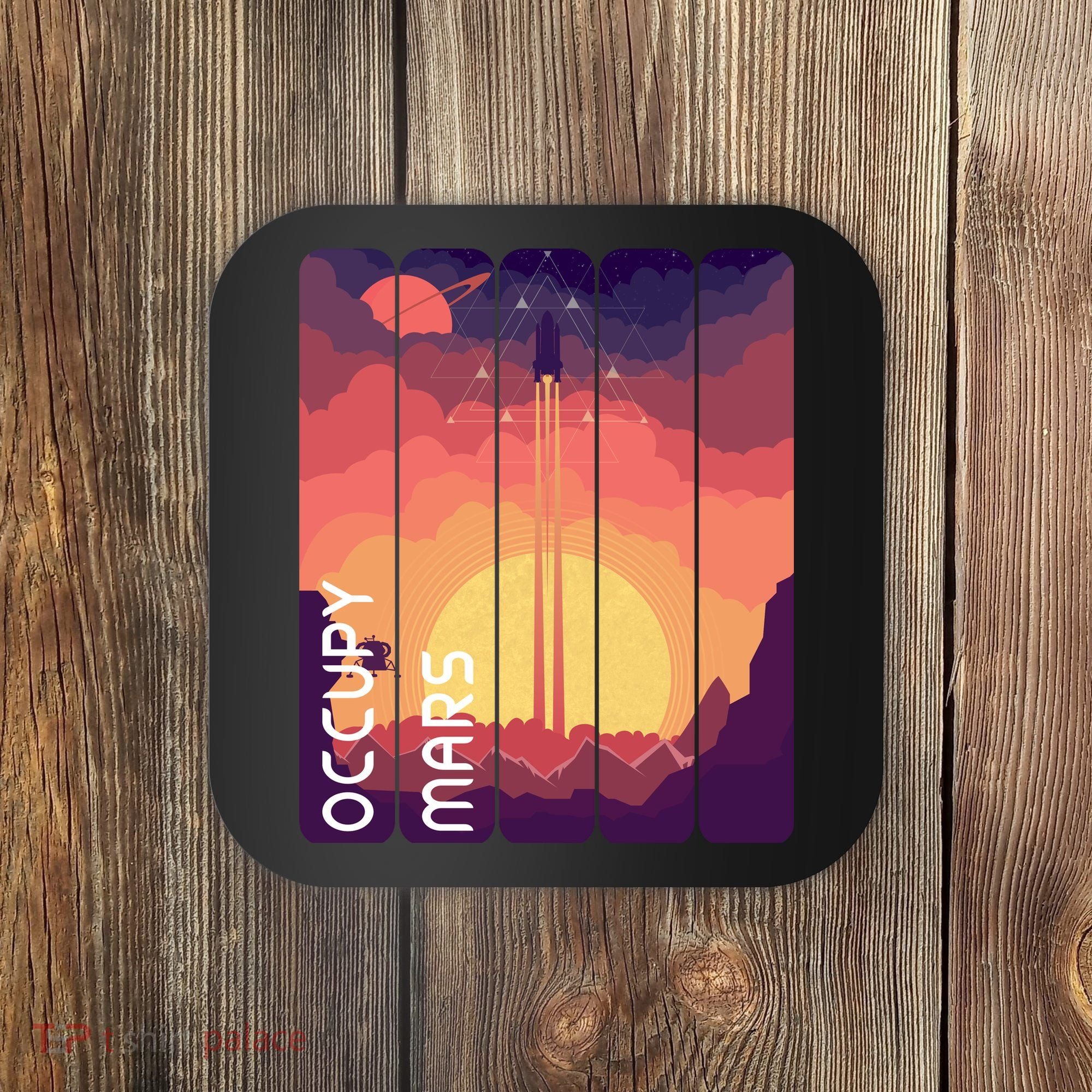 Occupy Mars Elon Musk Spacex Space Landscape Astronaut Planets Stars Coaster