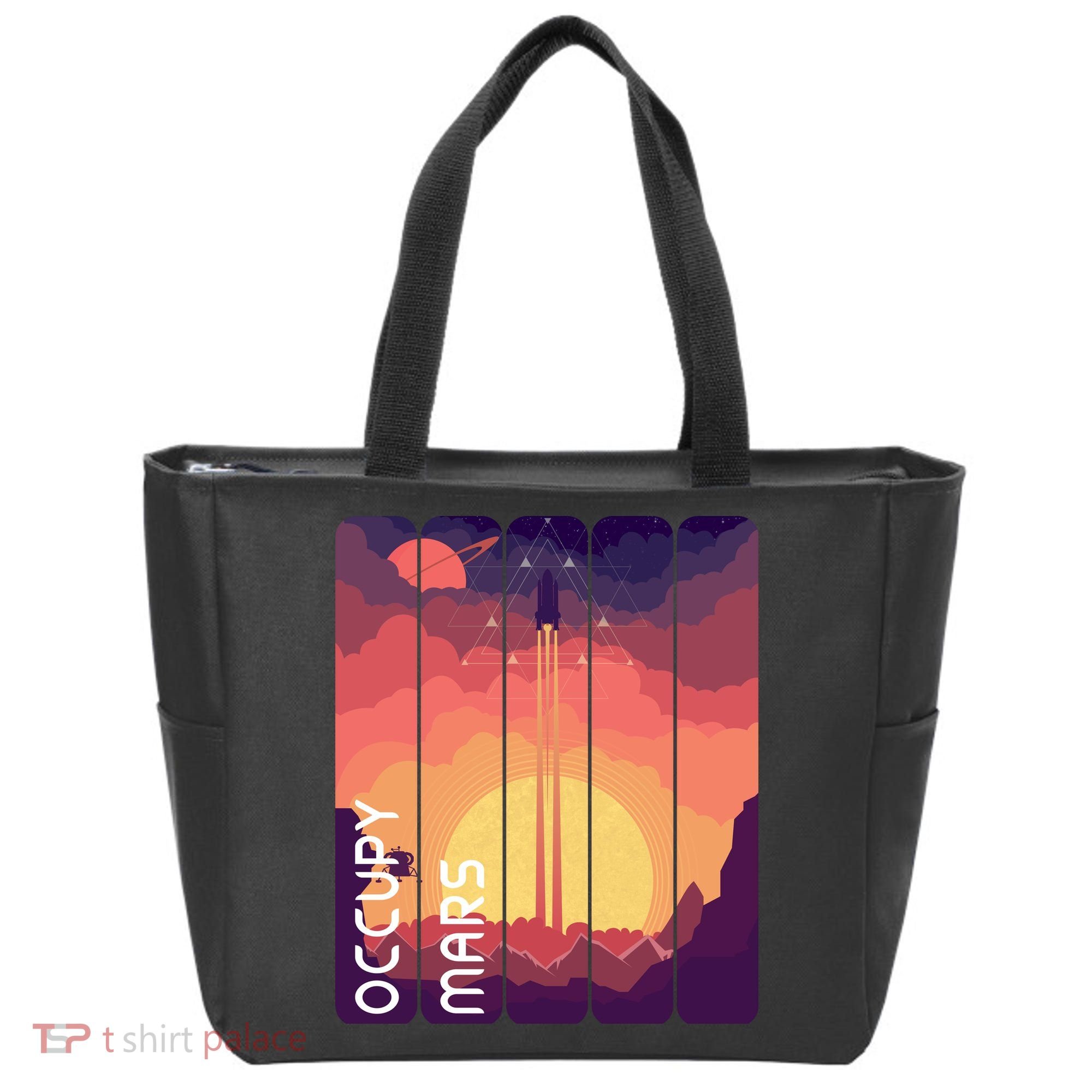 Occupy Mars Elon Musk Spacex Space Landscape Astronaut Planets Stars Tote Bag