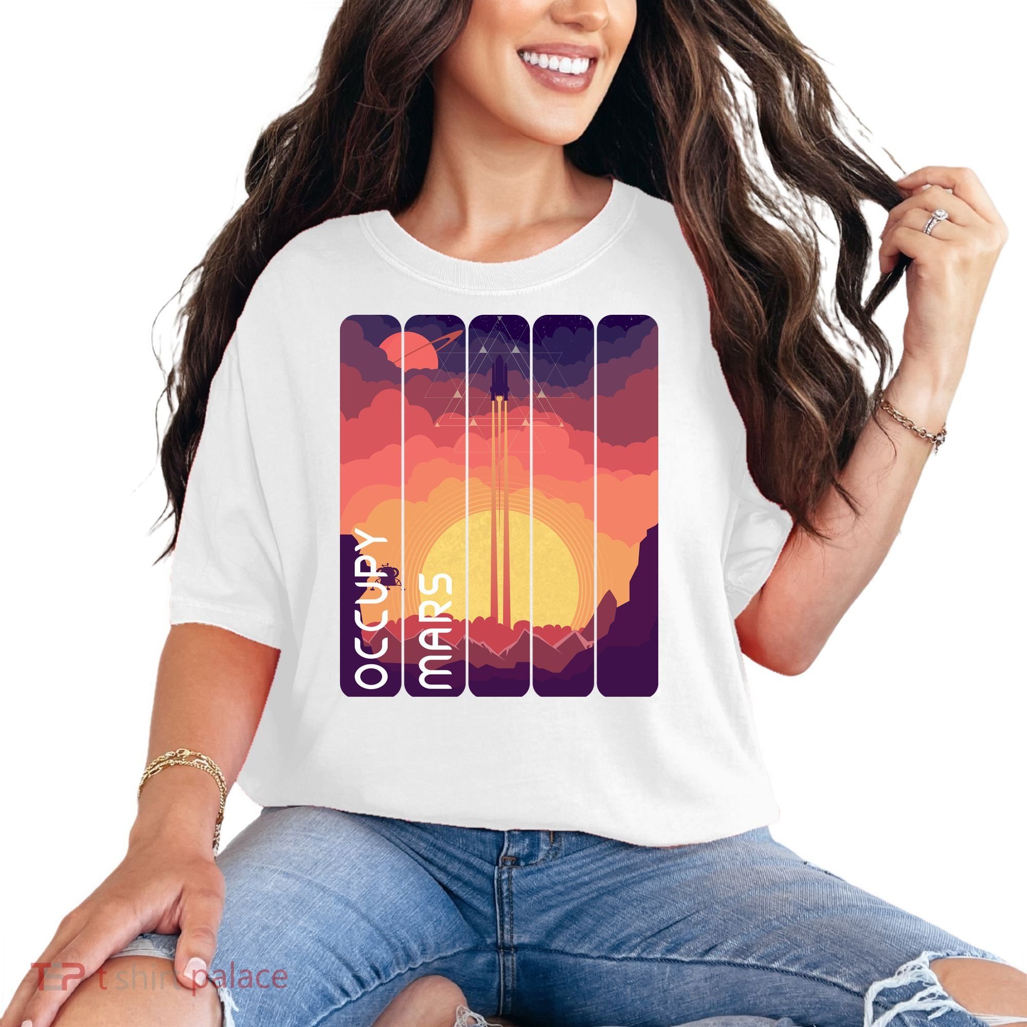 Occupy Mars Elon Musk Spacex Space Landscape Astronaut Planets Stars Comfort Colors T-Shirt