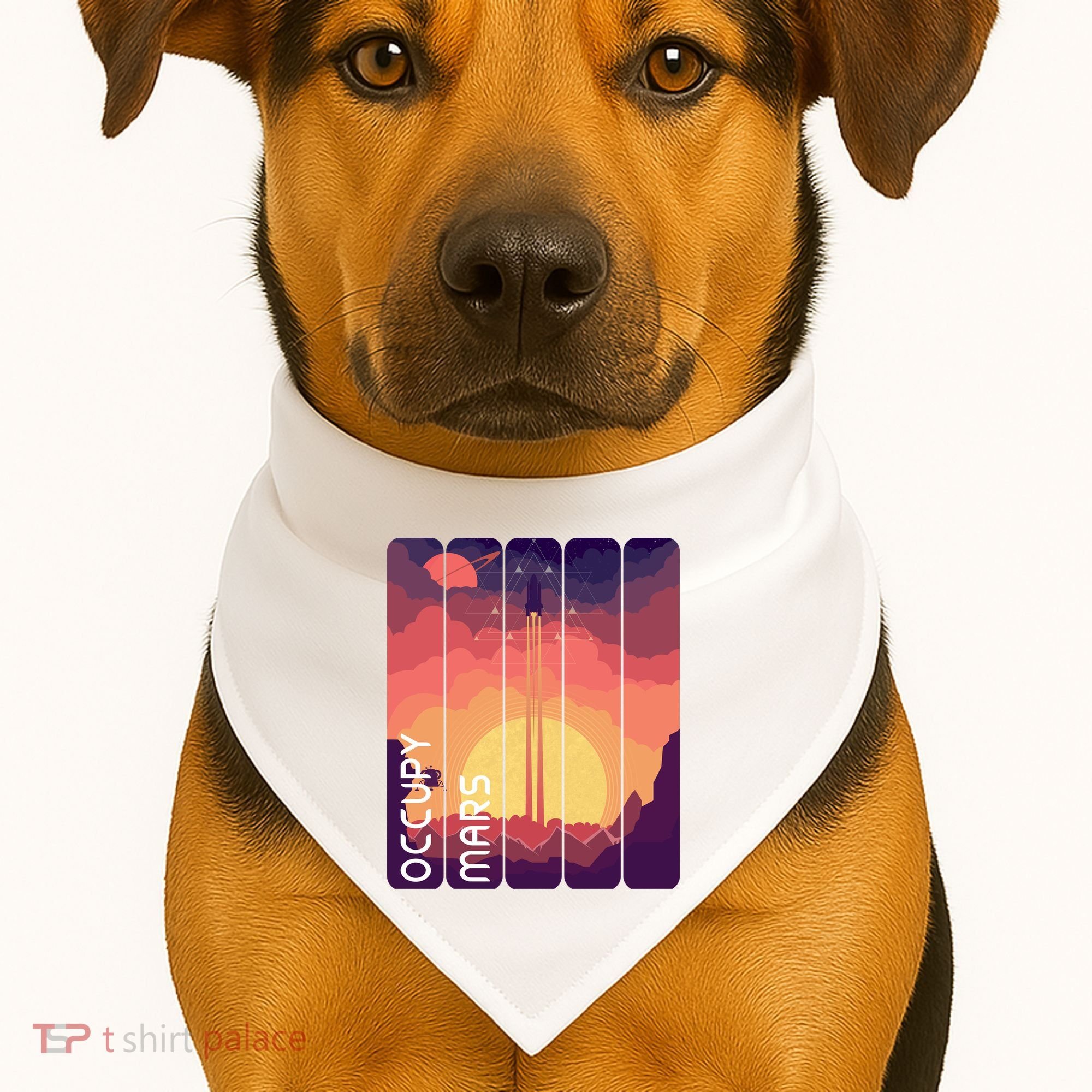Occupy Mars Elon Musk Spacex Space Landscape Astronaut Planets Stars USA-Made Doggie Bandana