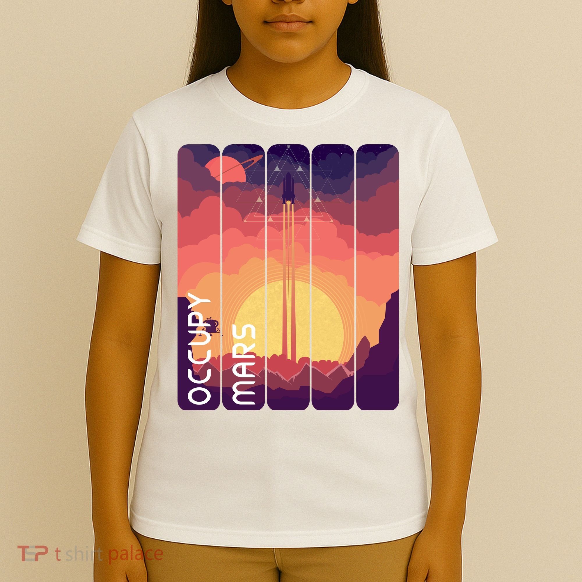Occupy Mars Elon Musk Spacex Space Landscape Astronaut Planets Stars T-Shirt