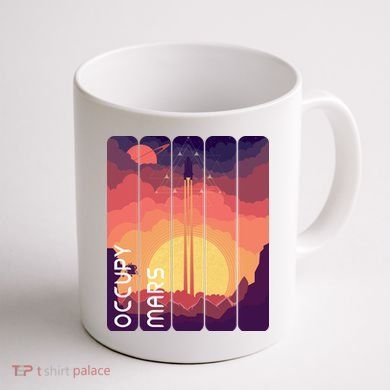 Occupy Mars Elon Musk Spacex Space Landscape Astronaut Planets Stars Coffee Mug back