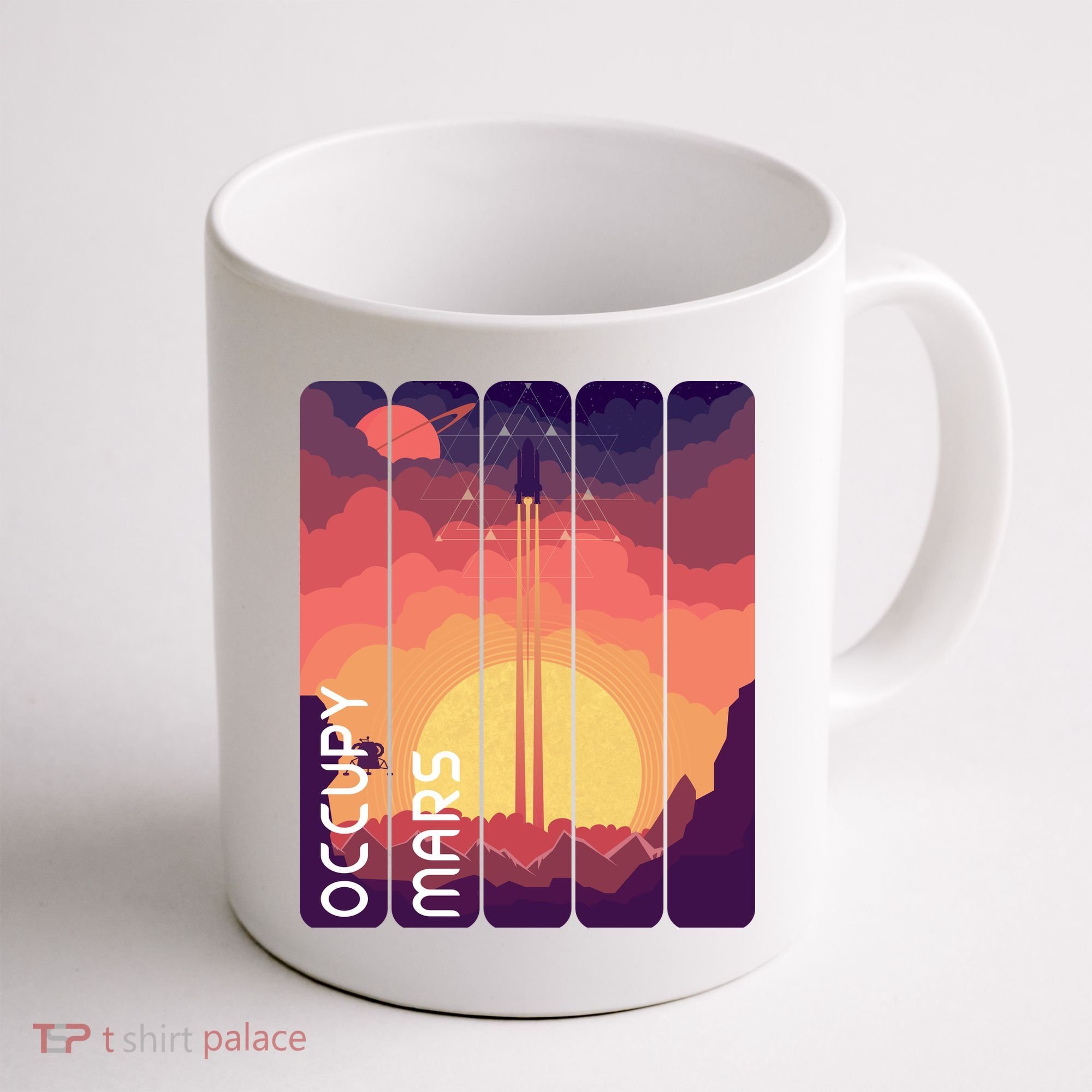 Occupy Mars Elon Musk Spacex Space Landscape Astronaut Planets Stars Coffee Mug
