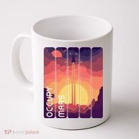 Occupy Mars Elon Musk Spacex Space Landscape Astronaut Planets Stars Coffee Mug thumb 0