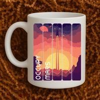 Occupy Mars Elon Musk Spacex Space Landscape Astronaut Planets Stars Coffee Mug thumb 2