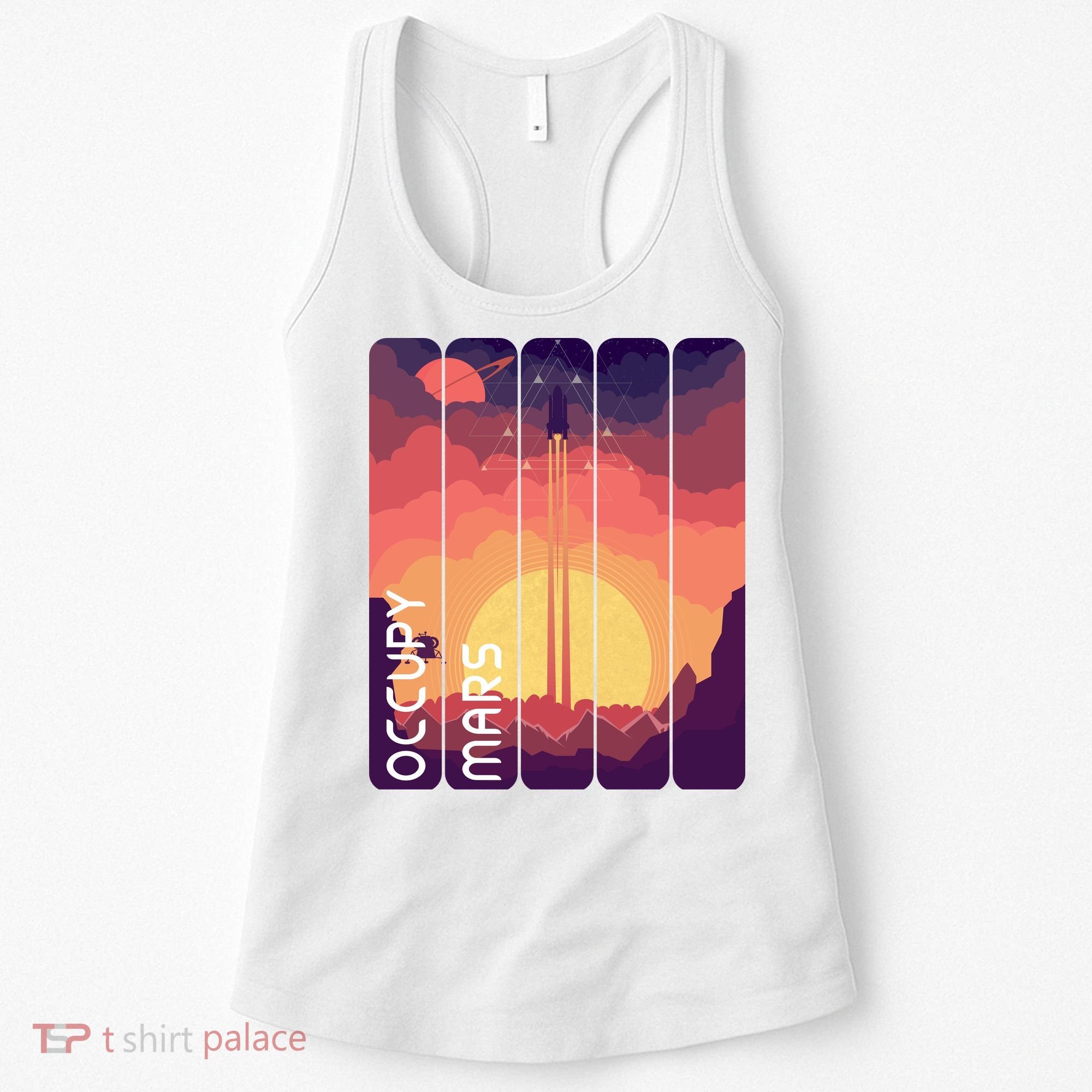 Occupy Mars Elon Musk Spacex Space Landscape Astronaut Planets Stars Women's Tank Top