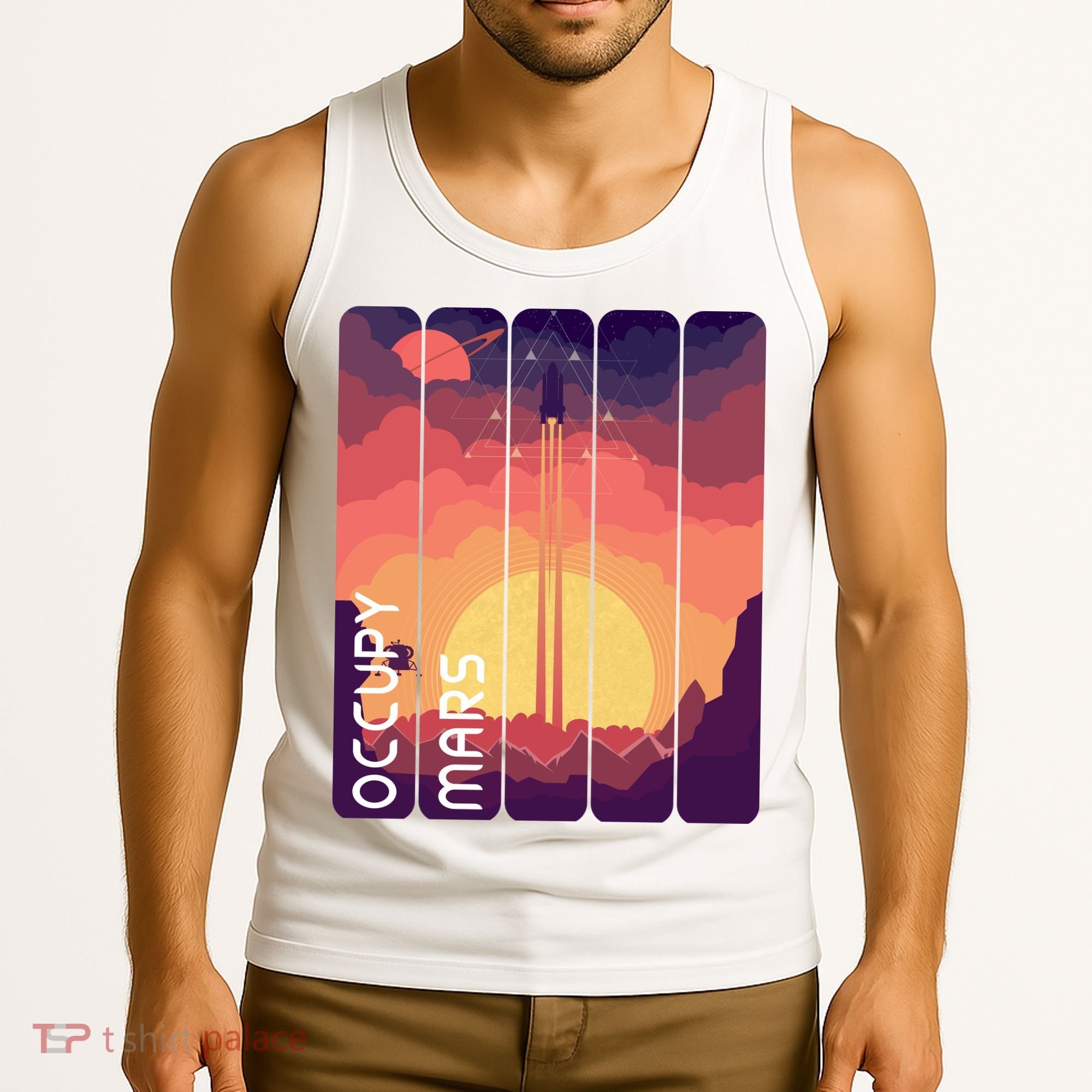Occupy Mars Elon Musk Spacex Space Landscape Astronaut Planets Stars Tank Top