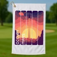 Occupy Mars Elon Musk Spacex Space Landscape Astronaut Planets Stars Golf Towel thumb 1