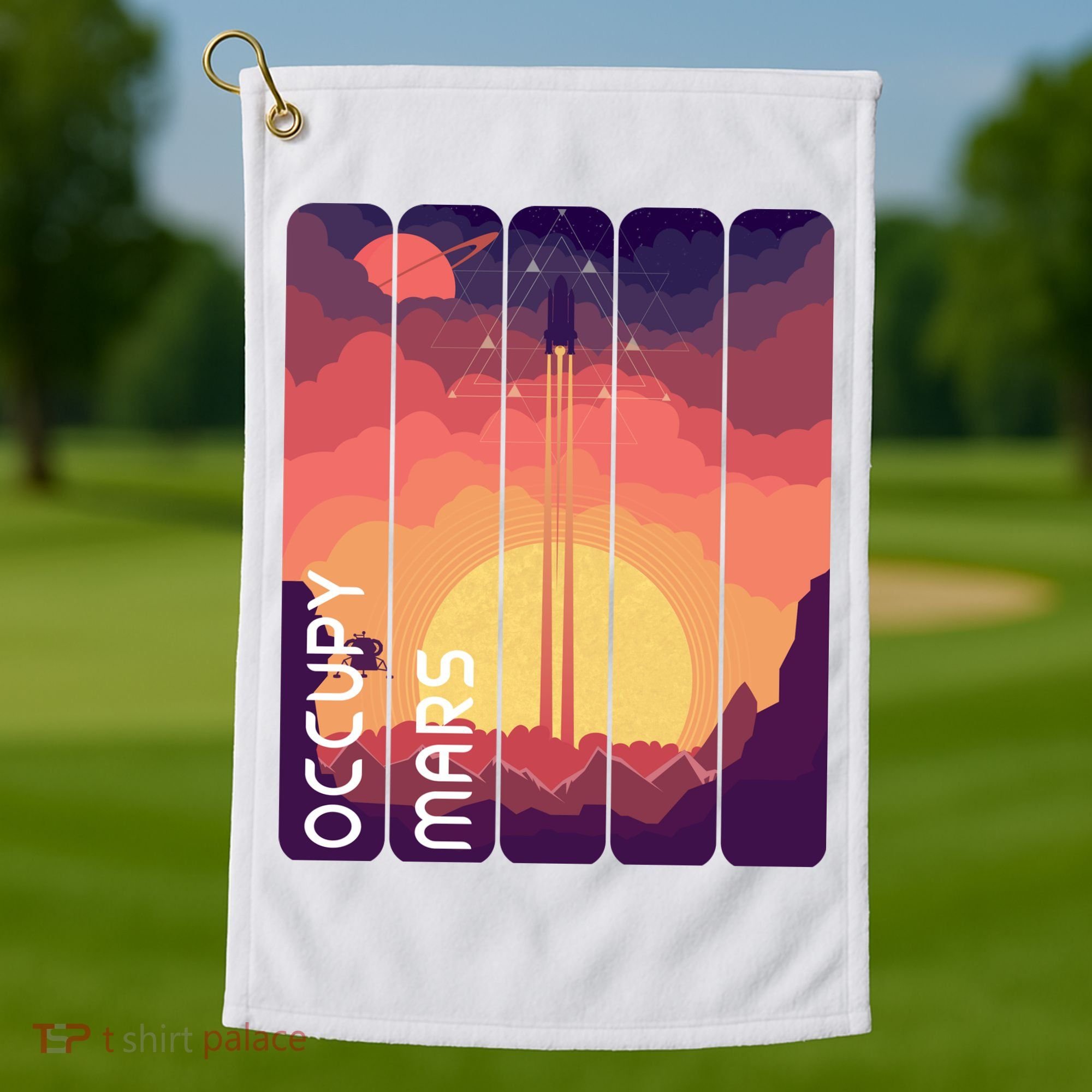 Occupy Mars Elon Musk Spacex Space Landscape Astronaut Planets Stars Golf Towel