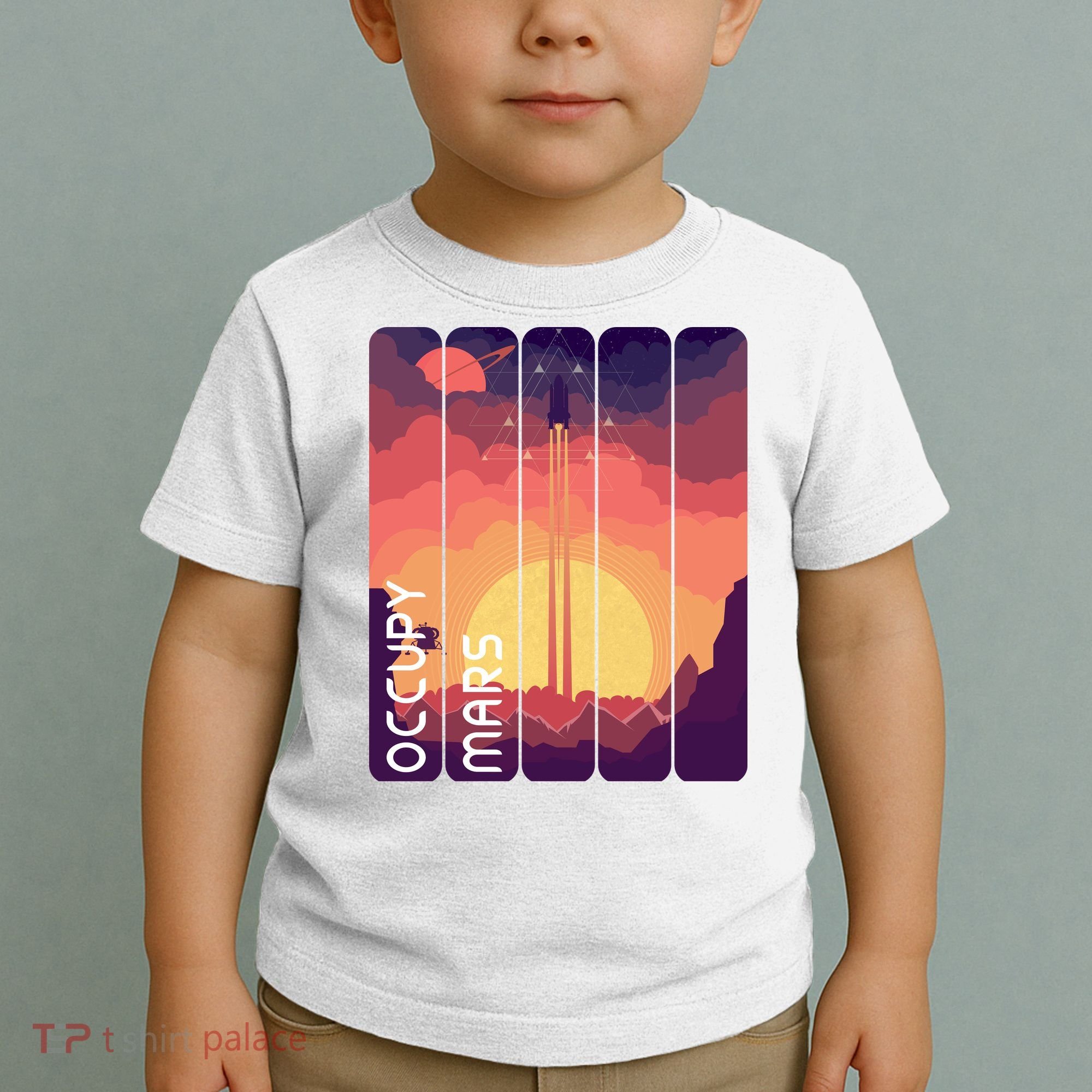 Occupy Mars Elon Musk Spacex Space Landscape Astronaut Planets Stars Toddler T-Shirt