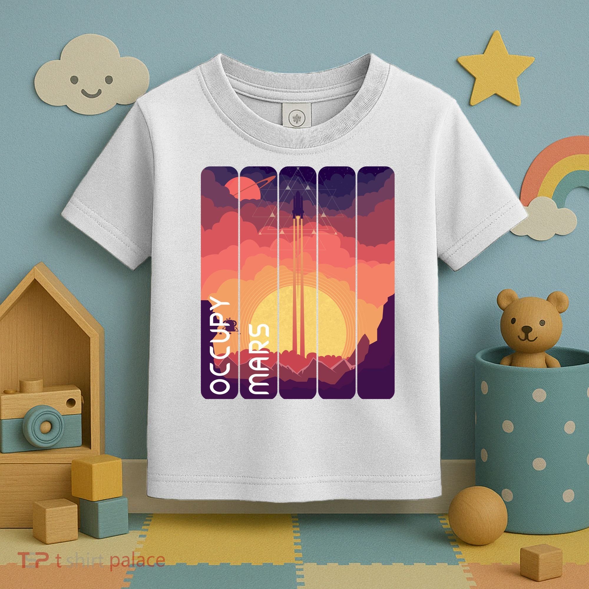Occupy Mars Elon Musk Spacex Space Landscape Astronaut Planets Stars Toddler T-Shirt