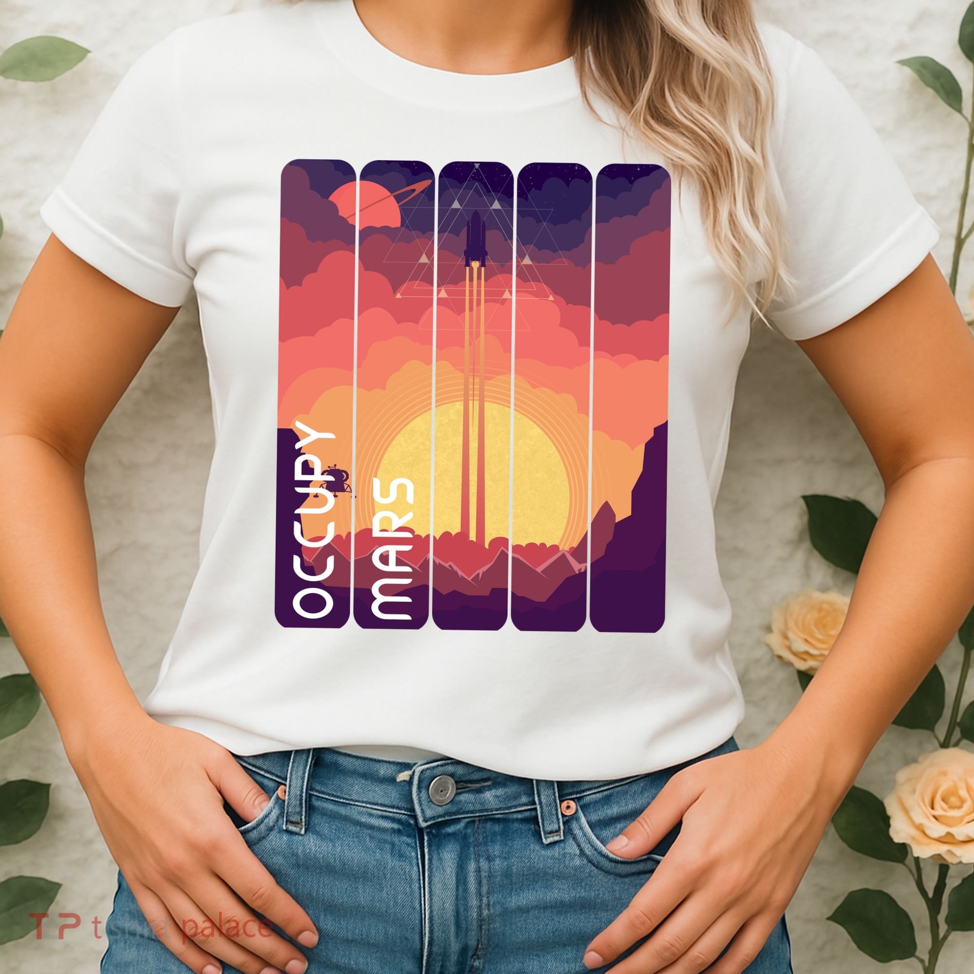 Occupy Mars Elon Musk Spacex Space Landscape Astronaut Planets Stars Women's T-Shirt