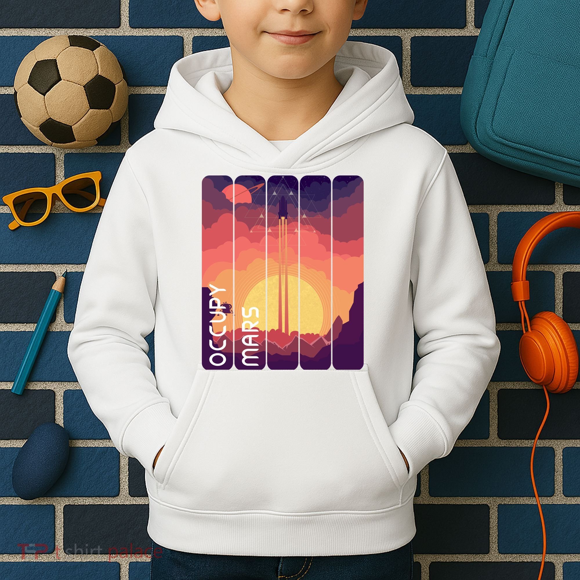 Occupy Mars Elon Musk Spacex Space Landscape Astronaut Planets Stars Kids Hoodie