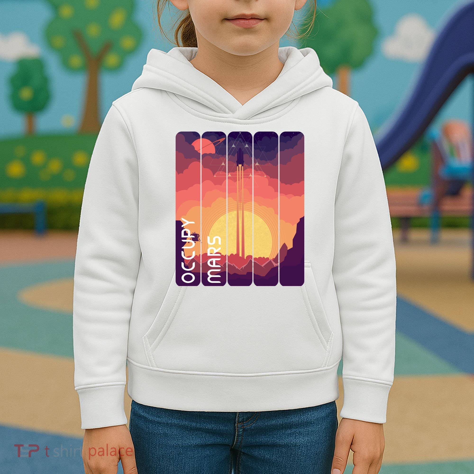 Occupy Mars Elon Musk Spacex Space Landscape Astronaut Planets Stars Kids Hoodie