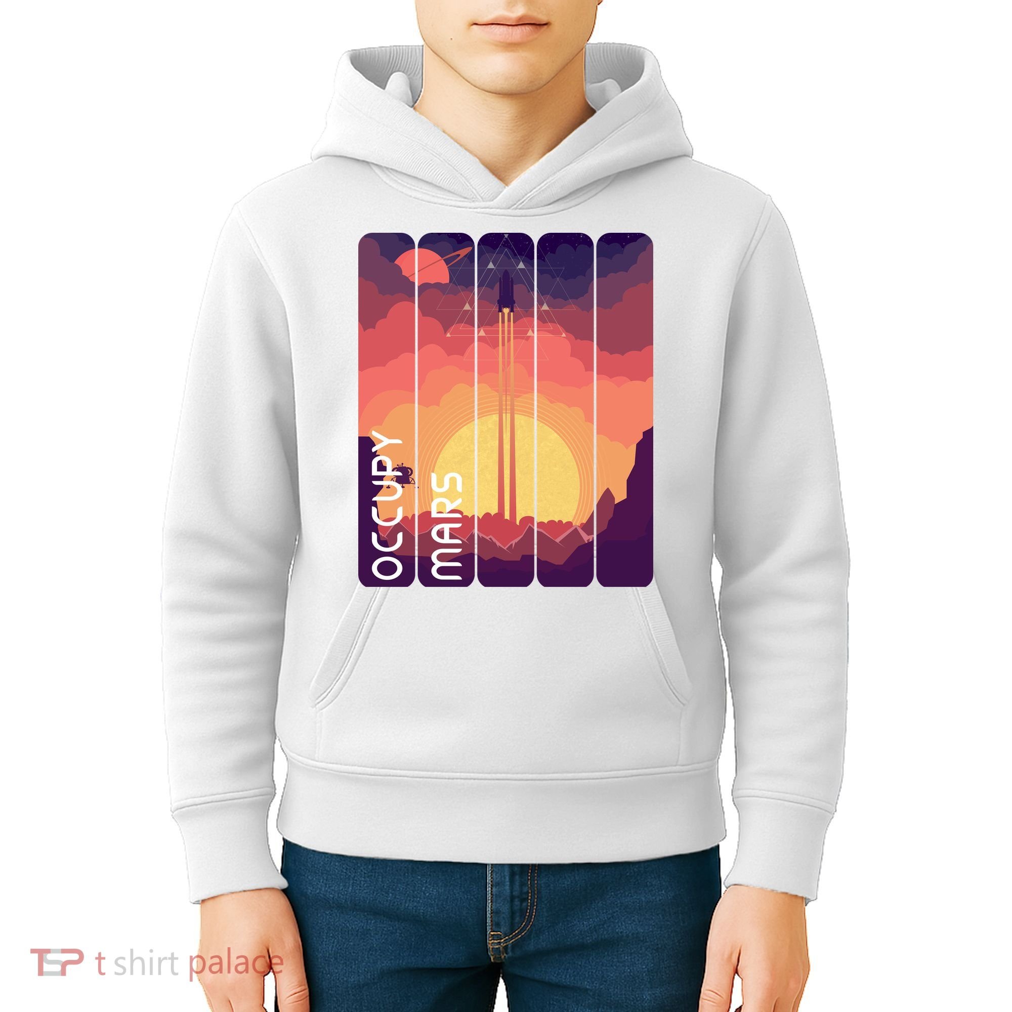 Occupy Mars Elon Musk Spacex Space Landscape Astronaut Planets Stars Kids Hoodie
