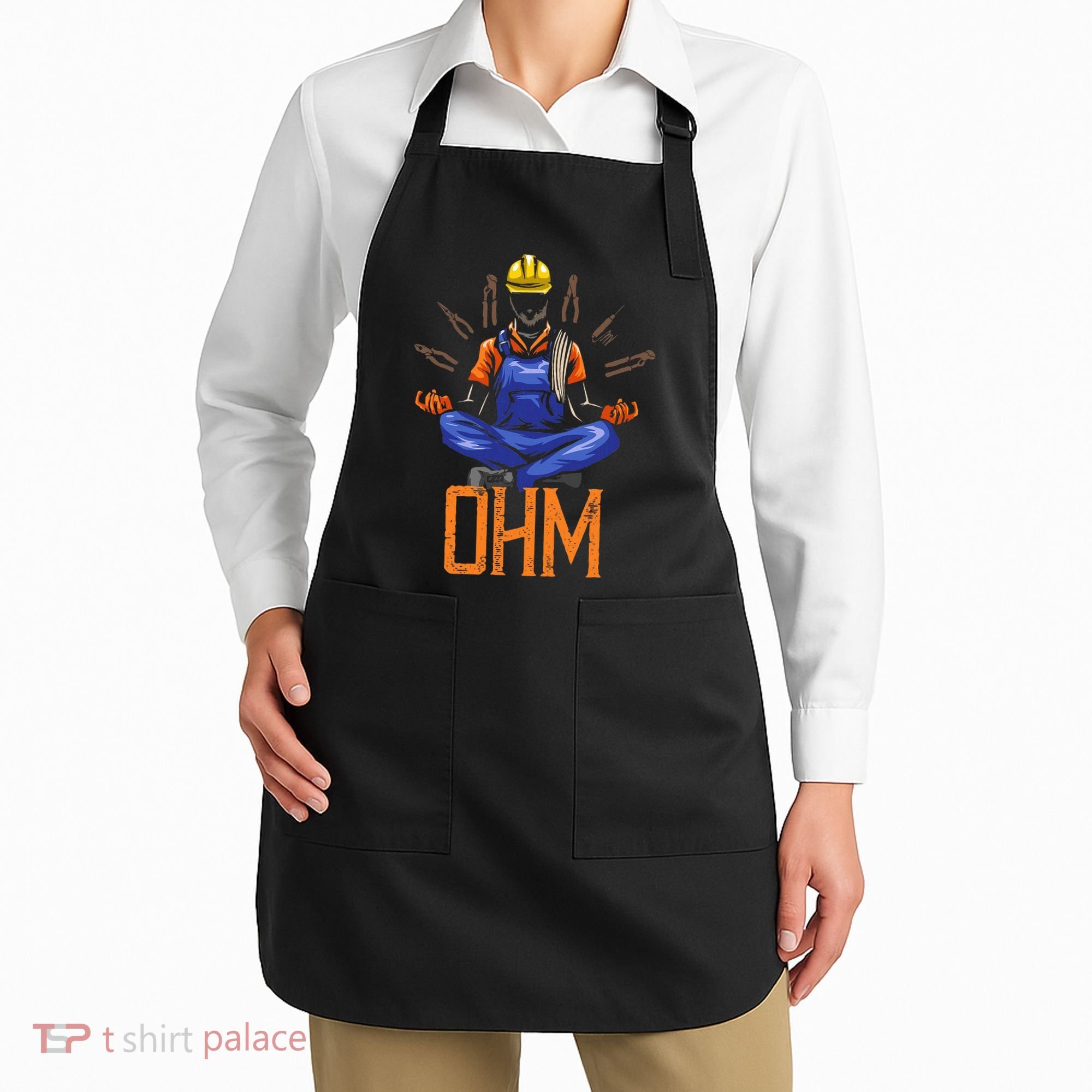 Ohm Meditating Funny Electrician Apron