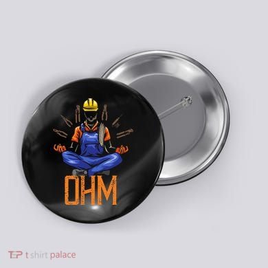 Ohm Meditating Funny Electrician Button