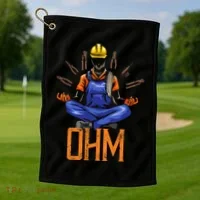 Ohm Meditating Funny Electrician Golf Towel thumb 1