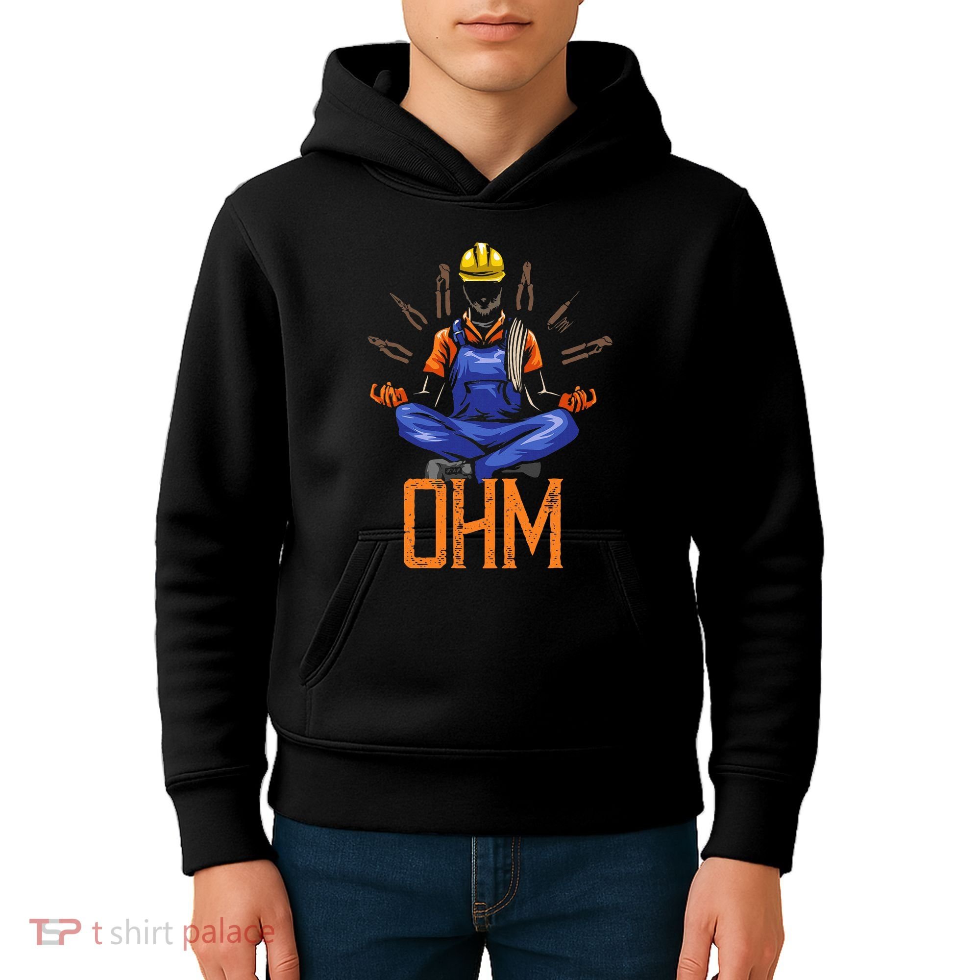 Ohm Meditating Funny Electrician Kids Hoodie