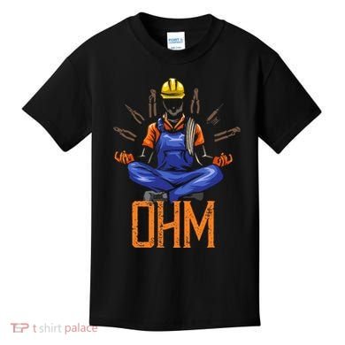 Ohm Meditating Funny Electrician Kids T-Shirt