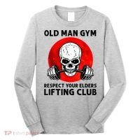 Old Man Gym Respect Your Elders Lifting Clubs Weightlifting Long Sleeve Shirt thumb 0