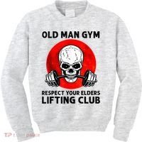 Old Man Gym Respect Your Elders Lifting Clubs Weightlifting Kids Sweatshirt thumb 0
