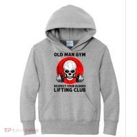 Old Man Gym Respect Your Elders Lifting Clubs Weightlifting Kids Hoodie thumb 0