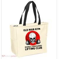 Old Man Gym Respect Your Elders Lifting Clubs Weightlifting Tote Bag thumb 2